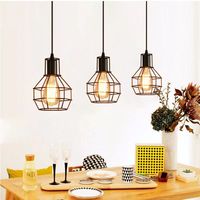 Lustre en fer de style industriel rétro, LED noir, pour la maison, le bureau, l'entrepôt, style nordique moderne minimaliste, abat-jour en verre