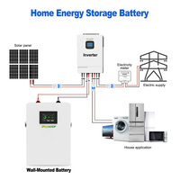 Système d'énergie solaire hors réseau, batterie au phosphate de fer et de lithium 24V 100Ah 200Ah 300Ah, stockage mural avec équilibrage actif