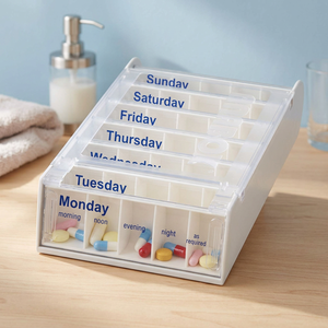 MEMOSAN BS0106J Organisateur de pilules hebdomadaire en plastique, boîte à pilules 7 jours avec distributeur à tiroir pour usage domestique - Product Image 3