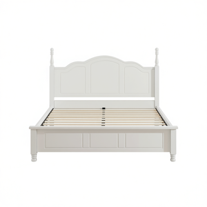Base de Cama King-Size de Madera de Pino Sólido DB Luxury en Color Blanco, Estilo Retro Tradicional con Soporte de Listones de Madera para Dormitorio - Product Image 1