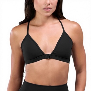 Sujetador Deportivo para Mujer, Cuello Redondo, Color Negro Sólido, Transpirable, Soporte Medio, Ropa Deportiva Activa para Fitness - Product Image 2