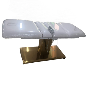 Table de massage électrique Kisen Luxury Nude Leather Gold Base avec 3 moteurs, lit de beauté, mobilier de salon, lit facial - Product Image 4