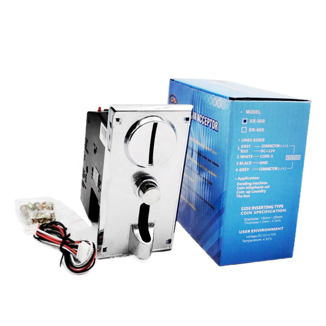 New Multi SR500 Coin Acceptor for Vending Machine Token Electronic Coin Selector with 8 Type of Coins
