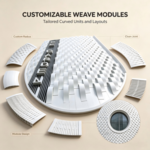 Système de façade à motif tissé, revêtement en aluminium 3D, panneaux muraux extérieurs pour bâtiments publics contemporains - Product Image 5