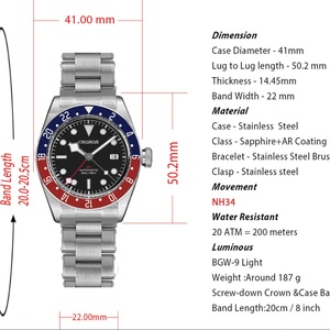 Cronos Luxury Men's Watches 41mm Diver BB58 <b>Automatic</b> Wristwatches Female End Links Sapphire 20 Bar Waterproof BGW-9 Lum L6017 - Product Image 5