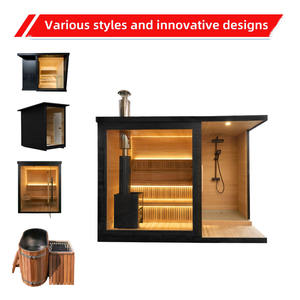 Moderne Outdoor-Großsauna-Design Indoor-Outdoor Holz-Trockensauna-Duschkombination mit Holzofen Schöne Outdoor-Sauna - Product Image 3