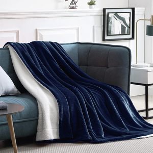 LOW MOQ Stock suave felpa cálida esponjosa de doble cara microfibra tiro Sherpa manta de cama de lana - Product Image 1