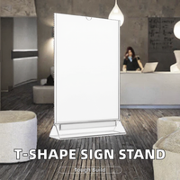 Support d'affichage publicitaire en acrylique, style moderne, réutilisable pour la création de supports de table en forme de T, transparent