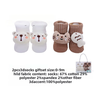 Chaussettes pour bébés nouveau-nés respirantes en tricot 3D à motif animalier de dessin animé, collection automne transfrontalière, coffret cadeau