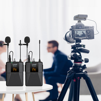 Système de Microphone sans fil Lavalier, Microphone à double canal, UHF, avec 2 casques et 2 revers