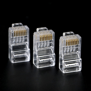 หัวคริสตัลป้องกันการเกิดออกซิเดชัน 100 ชิ้น ชุบทอง RJ45 ขั้วต่ออีเธอร์เน็ตแบบไม่มีฉนวน 8P8C - Product Image 3
