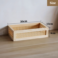 Caja de Almacenamiento de Madera Natural de Alta Calidad, Organizador de Archivos Rectangular para Escritorio, Técnica de Laca para Decoración del Hogar