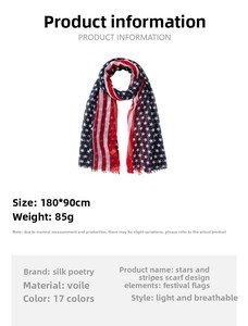 Bufanda Larga Ligera y Transpirable para Hombre, con Diseño de Bandera Americana de Rayas y Estrellas para el Día de la <span class=keywords><strong>Independencia</strong></span>, en Hilo de Bali y Poliéster, Protección Solar - Product Image 6