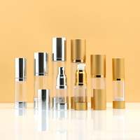 Emballage cosmétique en plastique personnalisé, or, bouteilles avec pompe à Lotion, de 15ml, 30ml, 50ml