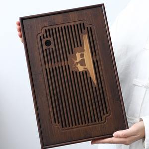 Mini bandeja de té de bambú, con almacenamiento de agua, para exteriores, hogar, oficina, mesa de té pequeña, bandeja portátil para preparar té, bandeja para estufa - Product Image 1