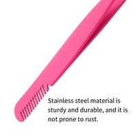 Pince à cils personnalisée avec logo, design pointu, antistatique, durable, en acier inoxydable, or rose, peigne à cils et sourcils, 10 mm