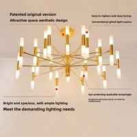 Lustre suspendu LED Sunway en fer, finition or + noir, design nordique moderne, blanc chaud Ra90, angle de faisceau 360°, éclairage 2 ans