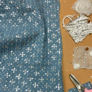 アフィニティ 高級刺繍フレンチデニムスパンコールレース生地（アパレル、コート、パンツ用） - Product Image 5