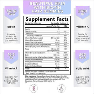 ויטמיני גומי לשיער Aeglewell OEM תומכים בשיער בריא עם ביוטין וויטמינים <span class=keywords><strong>C</strong></span> ו-E לצמיחת שיער, עור וציפורניים - Product Image 2