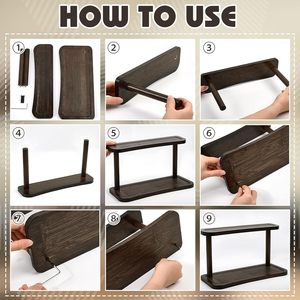 Étagère de rangement en bois à deux niveaux pour cosmétiques, bijoux, organiseur de bureau, présentoir à maquillage - Product Image 3