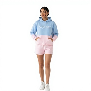 เสื้อฮู้ดผู้หญิงสไตล์ Styliro แบบ Color Block มีกระเป๋า ผ้าฟลีซ 100% ผ้าฝ้าย ปักลาย สวมใส่สบายสำหรับฤดูหนาว - Product Image 1