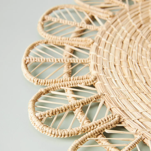 Boho Rattan Flower <b>Woven</b> <b>Placemat</b> Handmade Wicker Table Mat Rustic Dining Decor Heat Resistant Eco-Friendly - Product Image 2