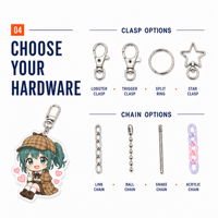 Porte-clés personnalisé en acrylique Anime, découpé sur mesure, forme personnalisée, chaîne en acrylique de 2 mm, impression couleur vive, directement de l'usine, OEM