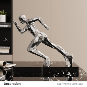Sculpture moderne de l'<span class=keywords><strong>homme</strong></span> qui court, artisanat en résine électro-plaquée, ornements pour la décoration de la maison, salon, bureau, cadeaux de décoration - Product Image 3