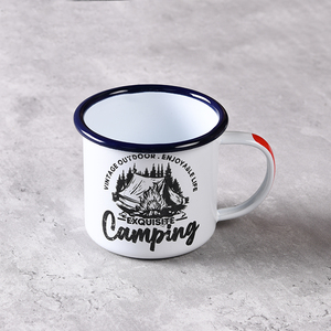 Tasse à thé vintage en gros du fabricant, design personnalisé avec logo imprimé, tasse à café émaillée de voyage, réutilisable pour le camping, compatible <span class=keywords><strong>lave</strong></span>-<span class=keywords><strong>vaisselle</strong></span> - Product Image 4