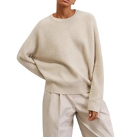 Pull-over en cachemire uni pour femme, col rond, coupe ample, tricoté, doux et chaud, tenue décontractée, vente en gros