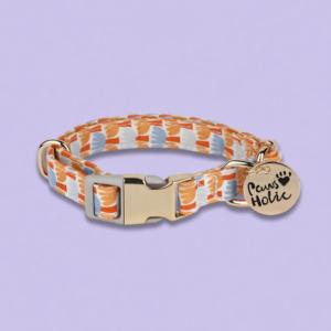 Collier pour chien en coton personnalisé de luxe élégant taille M, doux, durable, réglable, motifs exclusifs, imprimé, pour animaux de compagnie - Product Image 1