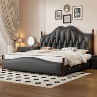 Lit capitonné italien avec rangement, ensemble de meubles de chambre à coucher en cuir, lit king-size de luxe pour hôtel, en vente
