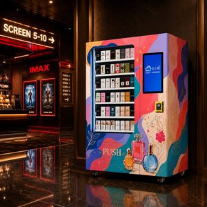 Distributeur automatique de parfums commercial avec système de levier élévateur, paiement par carte de crédit et QR pour les halls de cinéma et de salles de cinéma - Product Image 1