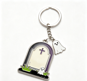 Halloween Metal Key Chain Enamel Gravestone Keyring Ghost Pendant <b>Bag</b> <b>Charm</b> Gift - Product Image 2