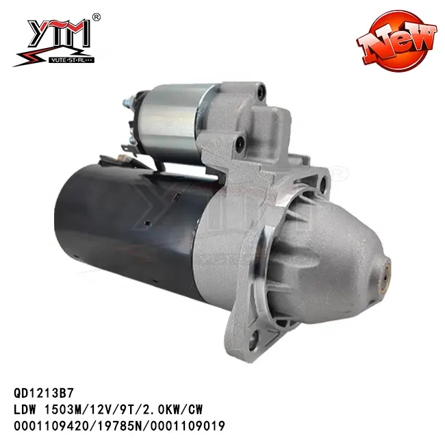 QD1213B7 มอเตอร์สตาร์ทสําหรับ Lombardini 12V 9T 2.0KW 0001109420 19785N