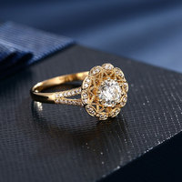 Ensemble de bagues de mariage halo fleur diamant de laboratoire rond de meilleure qualité pour femmes