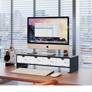 Desktop Monitor Stand 2 Tier Storage Shelf For Office Desk Organization Rectangle Shape Standing Type Multi Purpose - Product Image 2