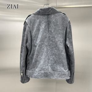 جاكيت جلد للدراجات النارية للنساء بالجملة مقاس كبير جاكيت جلد مغسول من مادة صناعية جاكيت جلد مولي مي - Product Image 3