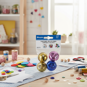 Set di 4 campane colorate rotonde da 25mm per artigianato e decorazioni - Product Image 3