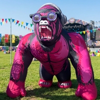 Gorila Inflable Gigante con Gafas de Sol y Audífonos, Inflable Divertido de DJ King Kong para Decoración Publicitaria en Exteriores