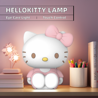 Vente en gros Hello Kitty 3D Anime LED Veilleuse Protection des yeux Lampe de chevet avec matériau en silicone pour décoration de chambre d'étudiant pour enfants