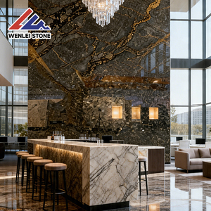 Lastra di Marmo Nero Dorato di Lusso Wenlei, Pietra Naturale con Venature Dorate per Pareti, Pavimenti, Piani di Lavoro, Cucina, Esterni e Design di Ville - Product Image 4