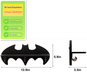 الخشب هالوني القوطي ديكور غرفة الحائط الخفافيش الرف الأسود شنقا الرفوف مع <span class=keywords><strong>3</strong></span> خطافات رئيسية - Product Image 2