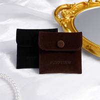 Pochette à bijoux en velours 8x8cm avec bouton d'insertion, sac à bijoux et insert, pochette pour collier et boucles d'oreilles, carte d'insertion personnalisée avec logo