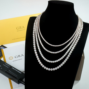 สร้อยคอฮิปประดับมอสซาไนต์คุณภาพสูง ผ่านการทดสอบเพชร ทรงบริลเลียนท์ ชุบทองคำชมพู 5 มม. VVS D เงินสเตอร์ลิง รับรองโดย GRA - Product Image 3