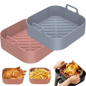 Revêtement en silicone pour friteuse à air, compatible congélateur, 210x210x70mm - Panier de préparation des repas pour 3-7QT, passe au lave-vaisselle, antiadhésif - Product Image 1