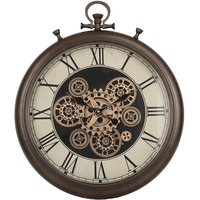 Jam Dinding Chronograph Logam Berkualitas Tinggi Infinity Time Roman Brown dengan Roda Bergerak untuk Ruang Tamu Jam Dinding Logam