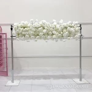 Tüm endüstriler için GNW Withe çiçek koşucu şenlikli ve parti malzemeleri beyaz gül masa çiçek koşucu centerpieces düğün için