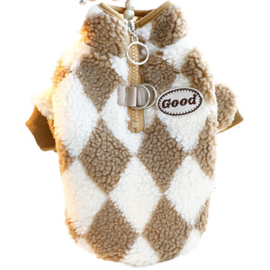 <b>Dog</b> <b>Clothes</b> Argyle Pattern Fleece Jacket <b>For</b> <b>Small</b> <b>Dogs</b> Teddy Winter Autumn Wear - Product Image 5