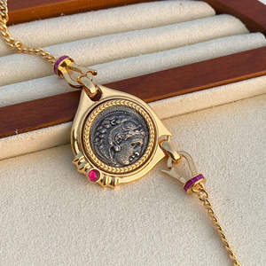 Elegante Collar Francés de Plata S925 con Baño de Oro de 18K y Colgante de Moissanita en Forma de Moneda, Cadena Cubana para Unisex, Regalo de Aniversario o Fiesta - Product Image 6